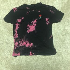 ROMWE PINK AND BLACK ROSE SHIRT